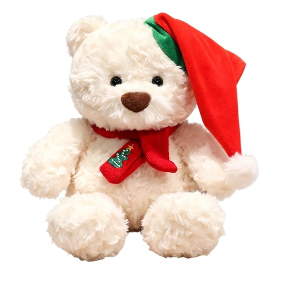 LXGGDDO Christmas Teddy Bear Stuffed Animal - Adorable Xmas Plush Toy with Hat and Scarf - Soft and Cuddly Winter Companion for Kids and Seniors - 10 inch