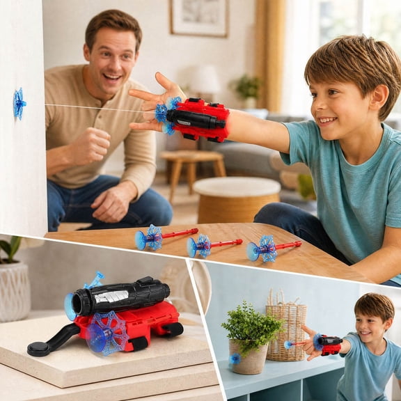 LXGGDDO Web Shooter Wrist Toy for Kids, USB Rechargeable Rope Launcher with Suction Cup, Auto Reel for Role Play