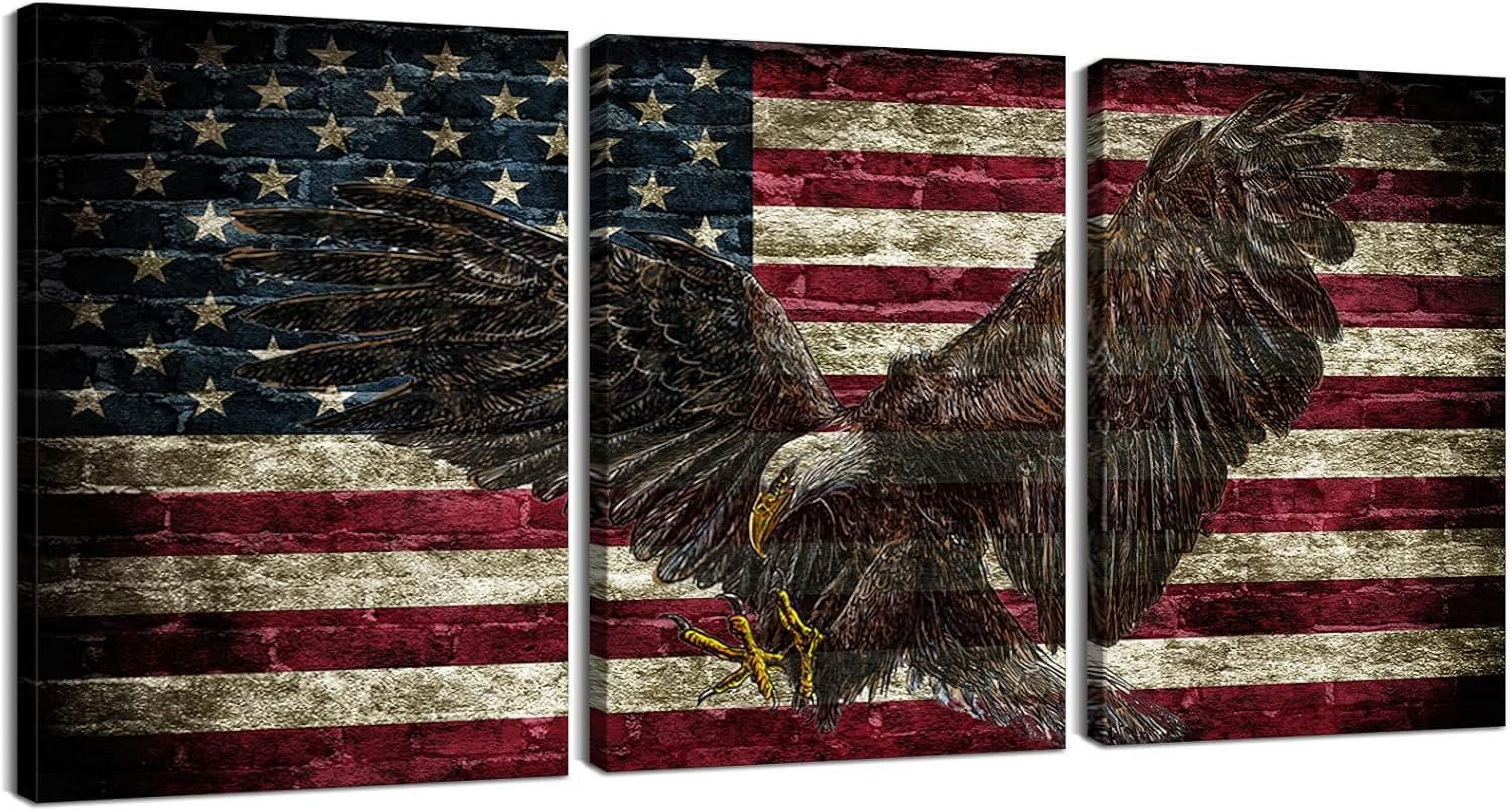 American Flag Wall Art - 5-Piece Framed Canvas Set, 32x60 Inches, Patriotic Living Room Decor - View #6
