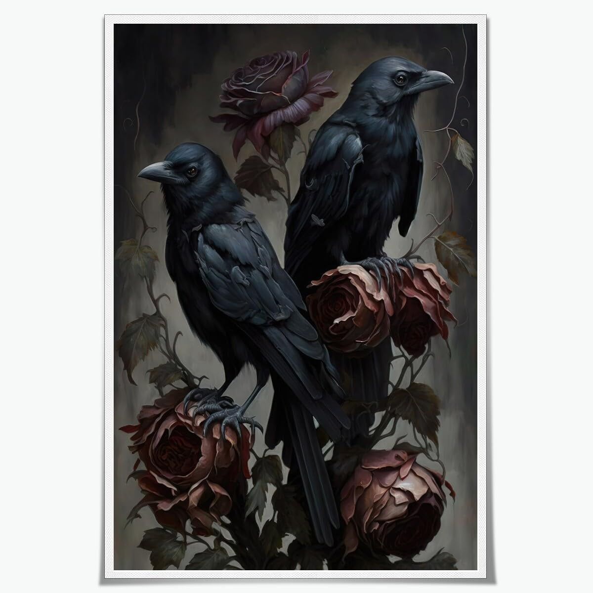 LXHB Academic Wall Art - Black Crow and Roses Poster Gothic Halloween ...