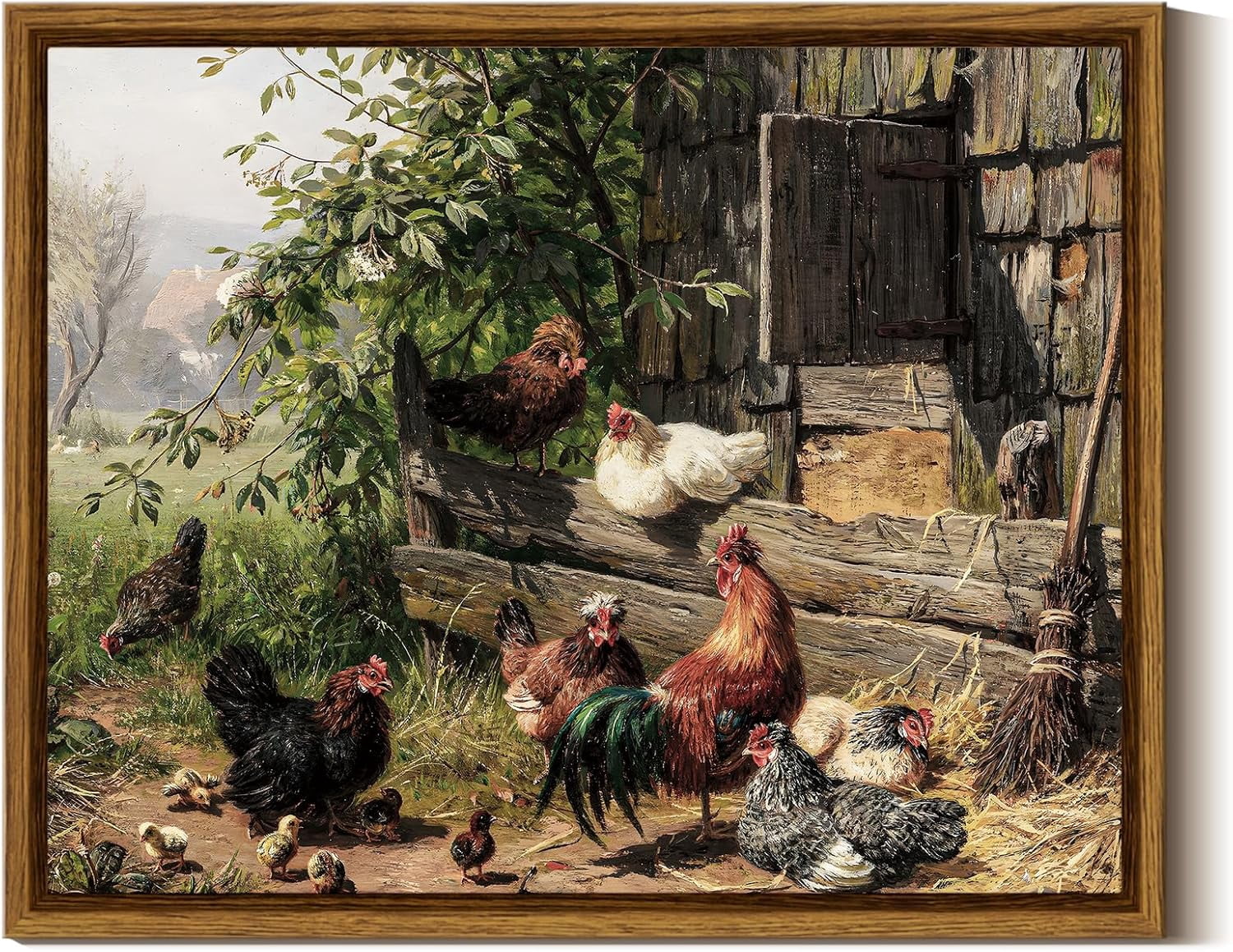 Rustic Chick LXHB Canvas Wall Art Funny Runng Chicken and Chicken Coop Wall Decor ...