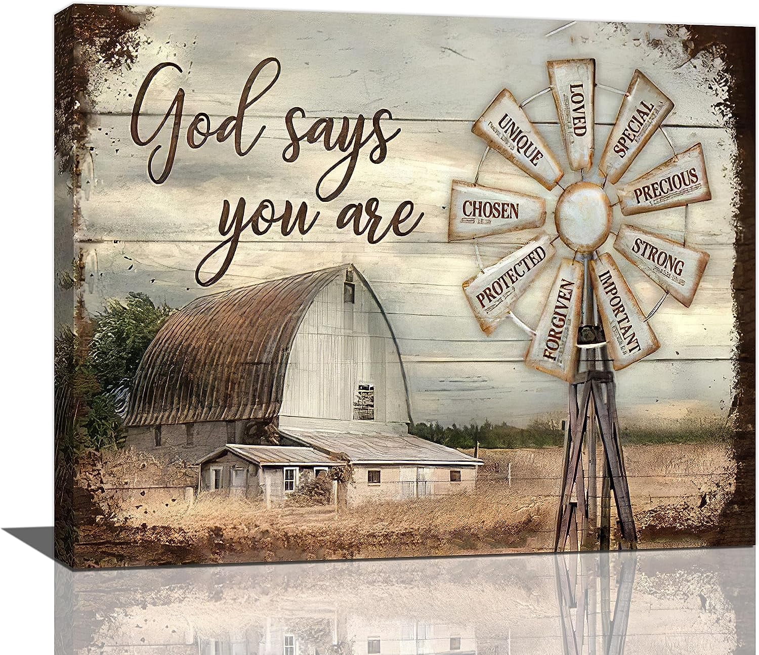 Rustic Quotes LXHB Farmhouse Barn Wall Art Rustic Country Barn Windmill Pictures ...