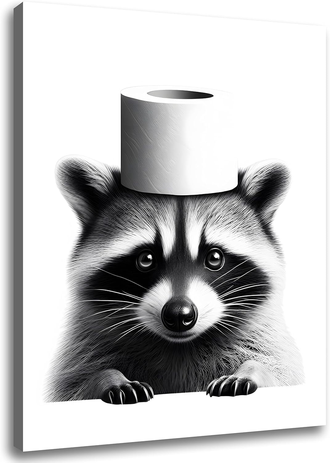 LXHB Funny Bathroom Wall Art, Cute Raccoon Toilet Paper Roll Canvas ...