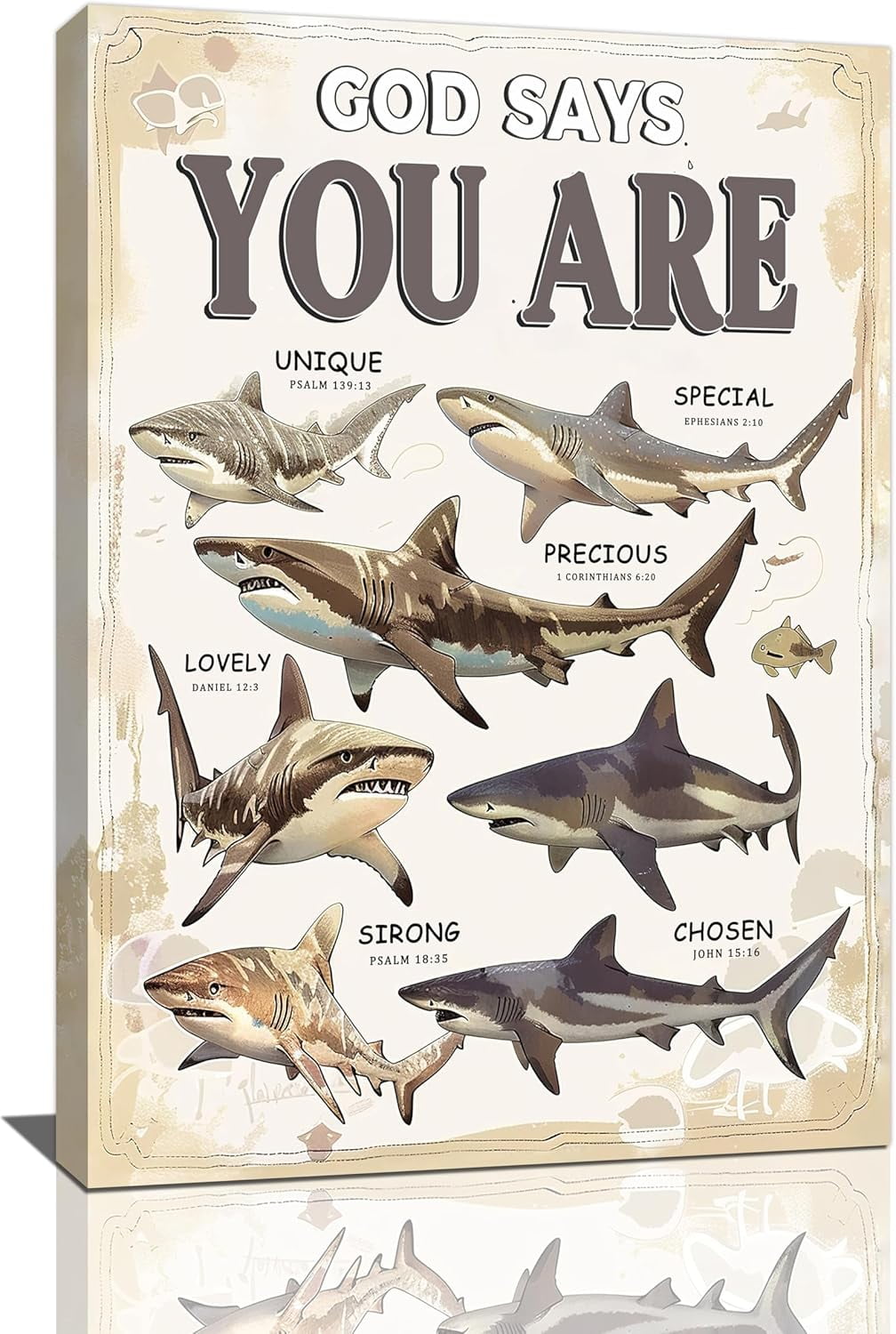 LXHB Shark Wall Art God Says You Are Pictures Wall Decor Christian ...