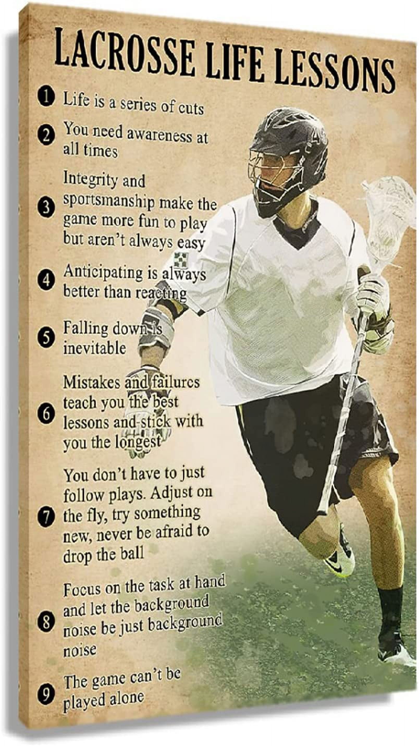 Lacrosse Life Lessons For Men, Boy, Male - Motivational Sports Wall Art, image size:1608x2862