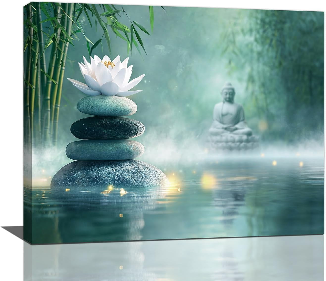 LXHB Zen Decor Wall Art, Lotus Pictures Wall Decor, Stones Flower Bloom ...