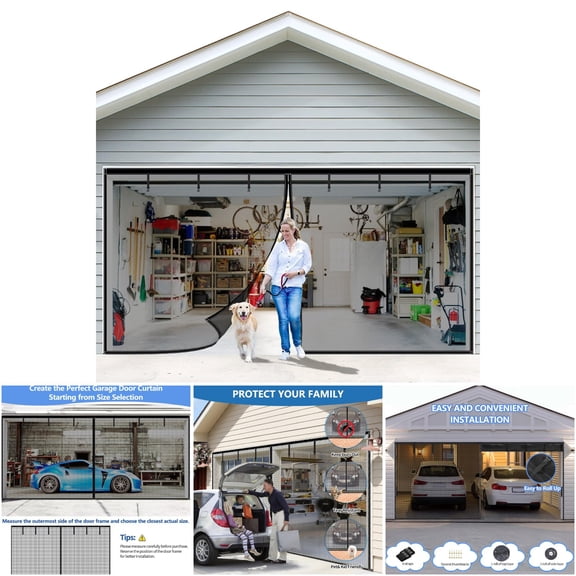 LXHGVKHJ Magnetic Screen Door with Hook and Loop, Black, 8x7FT for Garage and Patio