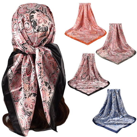 LXJHUAN Womens Satin Scarf Paisley Square Scarf Silky Soft Bandana Head Wrap Versatile Fashion Neck Hair Scarves for Daily Outfit Gift Summer Head Scarf for Women Black 2026 Sales Under $1