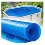 LXKJ 12 x 24 Oval Solar Cover for Inground and Above Ground Pool, 8 Mil - Premium Heavy Duty Solar Blanket, Blue