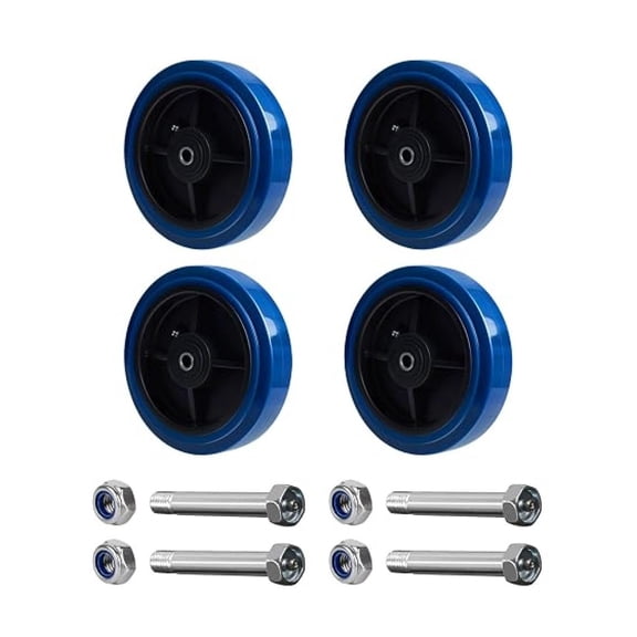 LXKJ 8x2 inch Polyurethane Caster Wheels with Bearings, 1/2 inch Axle, Heavy Duty 4400 lbs Capacity, Set of 4 (Blue)