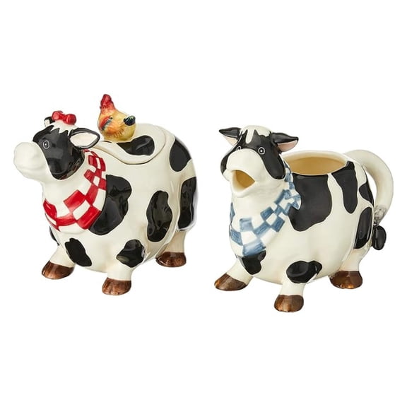 LXKJ Barn Yard Cow Sugar and Creamer Set, 4-3/8-Inch, 4-1/2-Inch