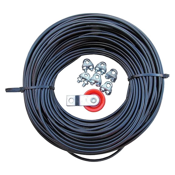 LXKJ Dog Run Aerial Overhead Trolley - Heavy Cable for Small to X-Large Dogs Tie Out Runner (75 ft)