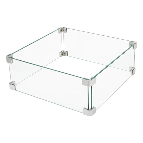 LXKJ Glass Wind Guard Fence, 14 x 14 x 5.5 Inch Square Fire Table Accessory Shield