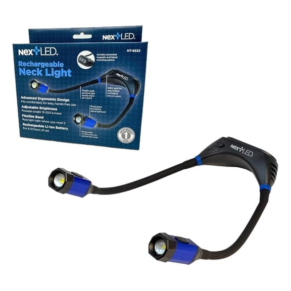 LXKJ NT-6633 Heavy Duty Rechargeable Neck Light with Magnetic Base, IPX4, 2000mAh Battery, LED Mechanic Neck Light Hands Free, Flexible Around The Neck Flashlight, Neck Work Light Rechargeable