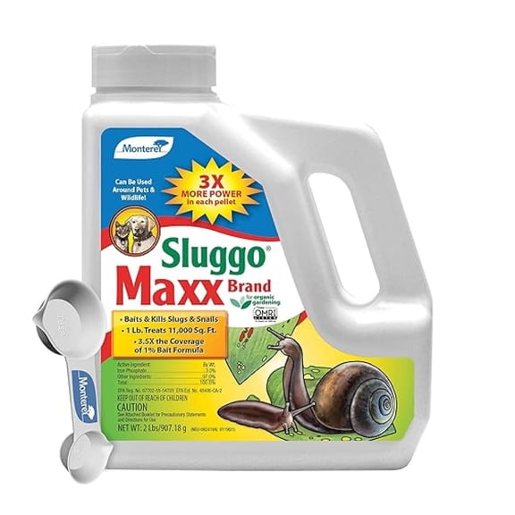 LXKJ Sluggo Maxx Bundled with Measuring Spoon - Organic Gardening Slug and Snail Killer for Garden - Pet and Wildlife Friendly - 2 lb jug