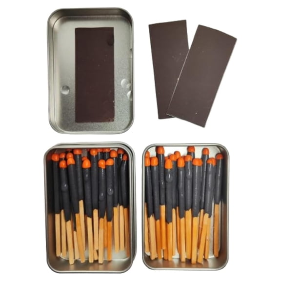 LXKJ Survival Waterproof Matches Kit - 20/40/60/80/100 Fire Matches + Extra Striker in Metal Tin, Waxed Tinder Cords - Stormproof Windproof Fire Starter for Camping & Emergency (2 x Tins)