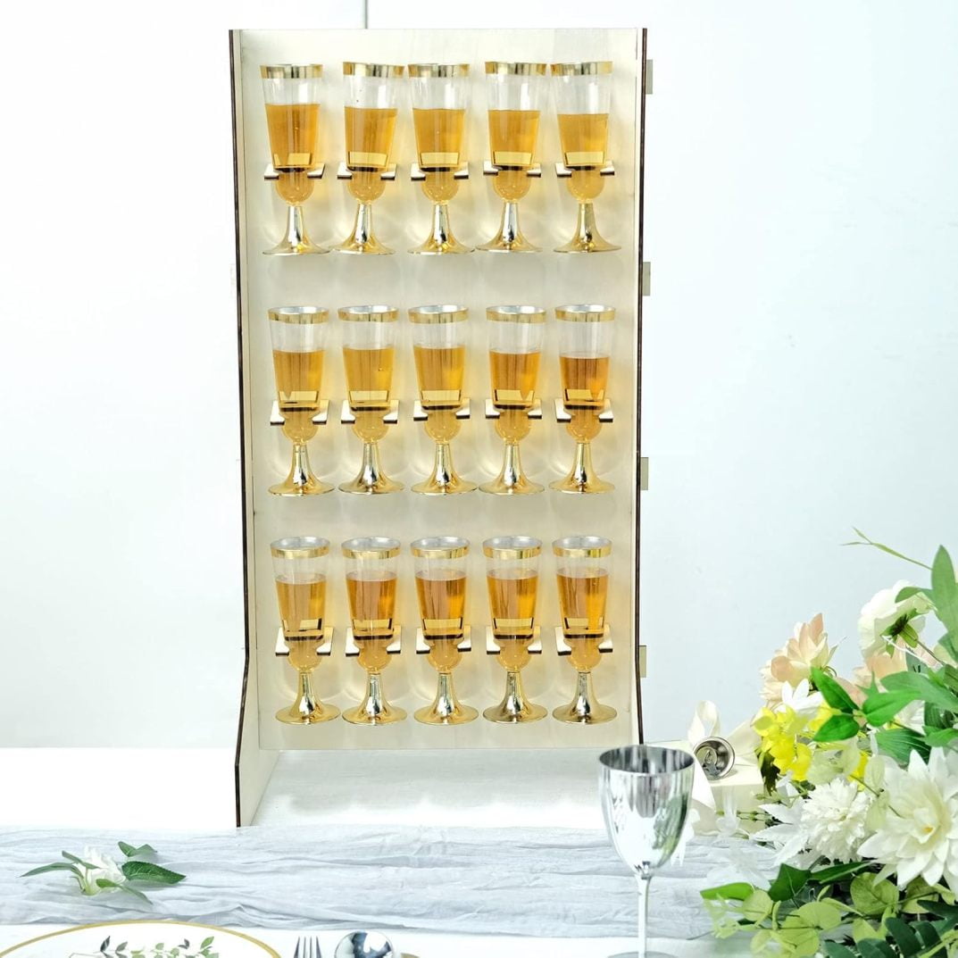 LXLP 3-Tier Wooden Champagne Glass Flute Holder Wall Stand Rack, 15 ...
