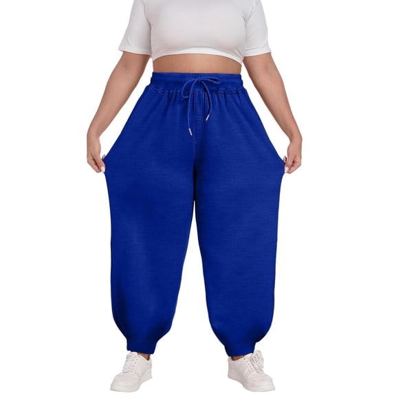 LXPAM Women's Plus Size Cargo Sweatpants Active Workout Casual Sweat Pants Joggers Pants Pockets Drawstring