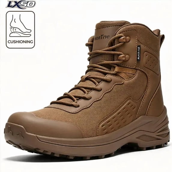 LXSO Men's High‑Top Tactical Boots, Heavy‑Duty All‑Terrain Outdoor Shoes with Non‑Slip Rubber Soles, Ideal for Hiking, Hunting, Rock Climbing and Mountaineering in All Weather Conditions