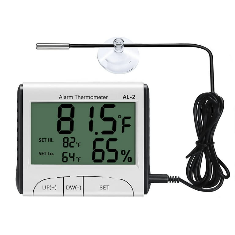 LXSZRPH Reptile Thermometer Hygrometer with High Low Temperature Alarm Digital Aquarium Thermometer with Hook and Loop Temperature Humidity Meter