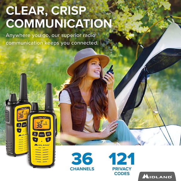 LXT600VP3 Long Range Walkie Talkie - FRS Two-Way Small Business Radio Rechargeable Portable- UTV Accessories with NOAA Weather Scan + Alert, and 36 Channels (Yellow/Black, 2 Radios)