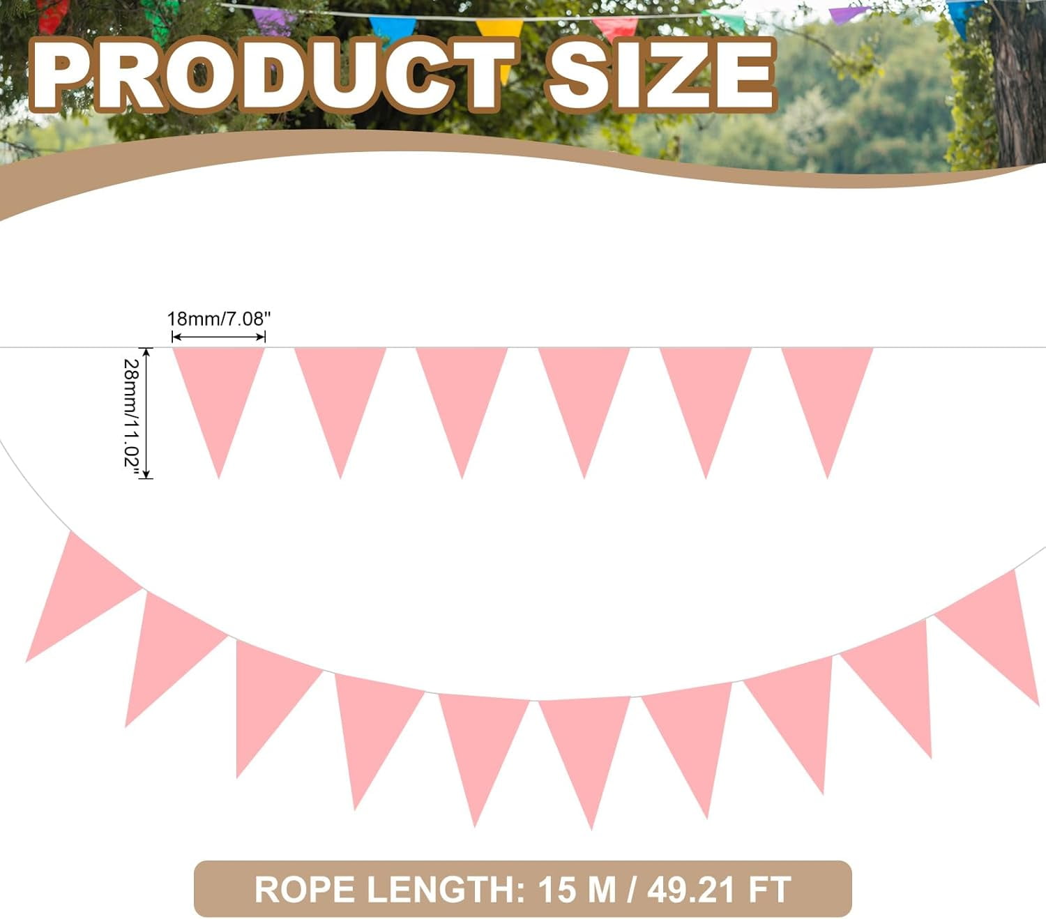 LXYWXS-49ft Pennant Banner Flags, Felt Fabric Pennant Flags String Triangle Flag Banner Bunting Garland for Carnival Wedding Birthday Party Decorations, Pink
