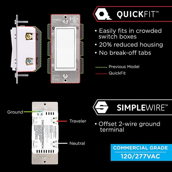 LXYWXS-Add-On Switch QuickFit and SimpleWire, In-Wall Rocker Paddle, Z-Wave ZigBee Wireless Smart Lighting Controls, NOT A STANDALONE Switch, 46199 , White and Light Almond