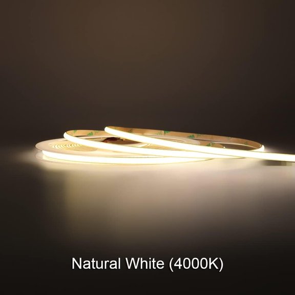 LXYWXS-COB LED Strip Light, 16.4FT 12V 4000K Narrow Width 5mm Super Bright CRI 90+ Dotless LED Tape Light, 400LEDs/M Cuttable Flexible Dimmable Light Strip for Indoor Home Decor (No Power Supply)