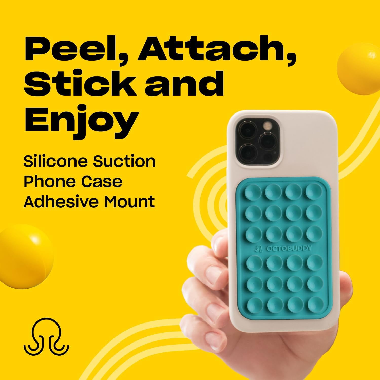 LXYWXS-Classic MAX - Silicone Suction Phone Case Adhesive Mount - Hands-Free, Strong Grip Holder for Selfies and Videos - iPhone and Android Compatible - 2.6″ x 3.9″, Turquoise