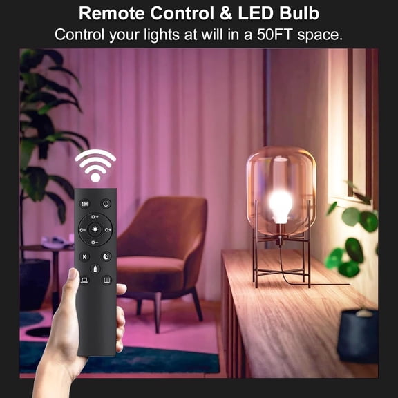 LXYWXS-Dimmable A19 LED Bulb with Remote Control,800LM 9W Bright Led Light Bulbs,3000-6000K Adjustable Color Temperature Lamp Bulb with E26 Base,Timing,Memory Function,LED Light for Bedroom Livingroo