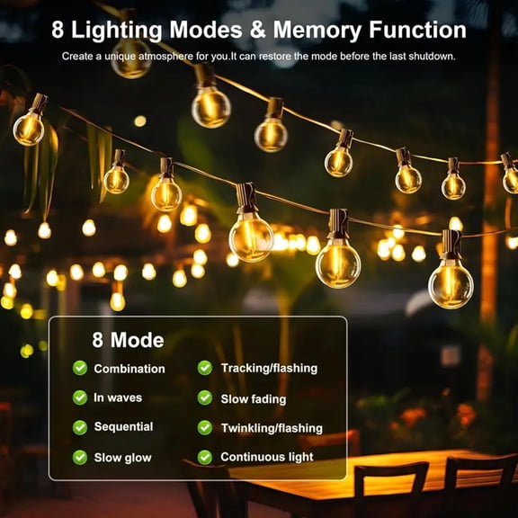 LXYWXS-G40 Solar String Lights Outdoor with Remote 40 FT, USB & Solar Dual Charging, Waterproof, 8 Modes 3 Timers, 14+1 LED Shatterproof Bulbs, Dimmable Solar Light for Camping Backyard Bistro Porch