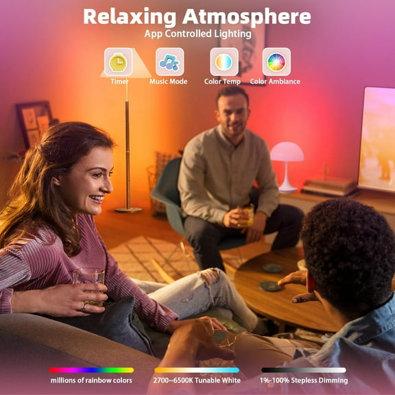 LXYWXS-Smart Light Bulbs 2Pack, Color Changing Light Bulb Works w/Alexa Google Home, 9W A19 E26 800LM RGBTW Colored LED Bulbs, 50+ DIY Scenes, Music Sync, App & Voice Control WiFi Light Bulbs