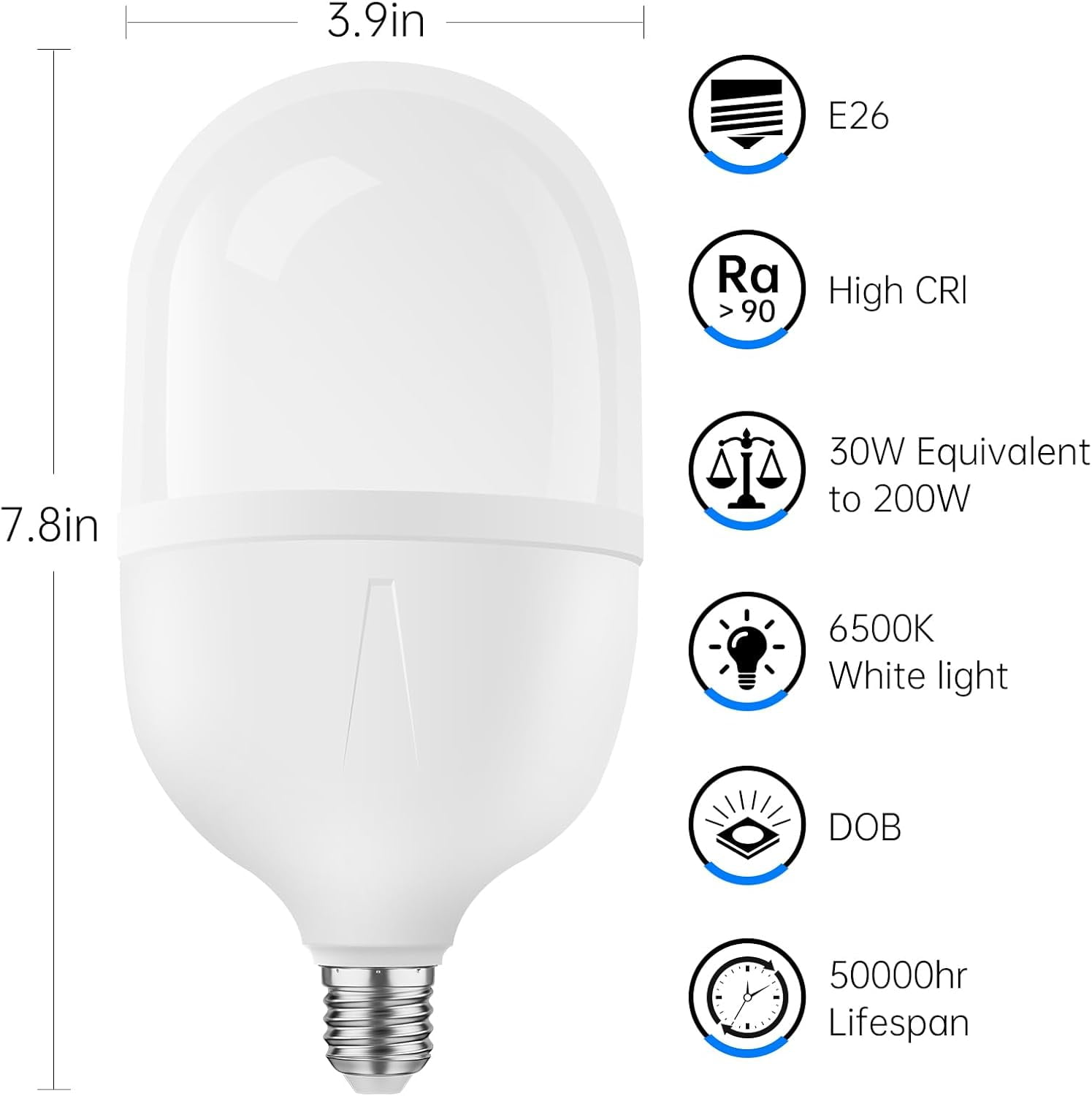 LXYWXS-Super Bright Light Bulbs, 250-300W Equivalent Exceed 3000LM E26 LED Bulb, 6500K Daylight 30 Watt High Lumen LED Bulb for Home, Shopping mall, Hotel, Factory, Warehouse, Garage (30, Watts)
