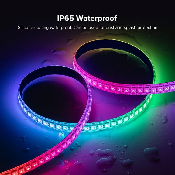 LXYWXS-WS2812B LED Strip Light 3.3FT/1M 144LEDs/m Individually Addressable Programmable 5050SMD Digital RGB Alloy Wires Flexible Dream Color IP65 Waterproof PCB White DC5V