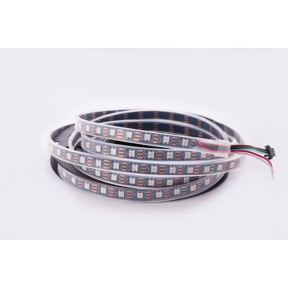 LXYWXS-WS2812B LED Strip SMD 5050 Individual Addressable 60Pixels/m 300Pixels RGB Pixel Strip Full Color LED Strip Waterproof DC5V (16.4FT 300led Waterproof IP67, Black PCB)