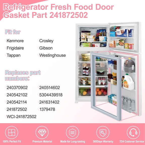 LXun Upgrade 36X27.16 in 241872502 Refrigerator Door Gasket Replacement for Refrigerator Parts for Electrolux Kelvinator Refrigerator Door Gasket Parts 240370902 240514602 240542102