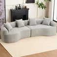 thumbnail image 1 of Grey Curved Modular Sectional Sofa - 30D High-Density Chenille, 110"L for Living Room, 1 of 12