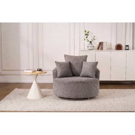 LY-031GY SWIVEL CHAIR: Circular Modern, Breathable Fabric, 300lbs Capacity, 10-Minute Assembly Home Chair