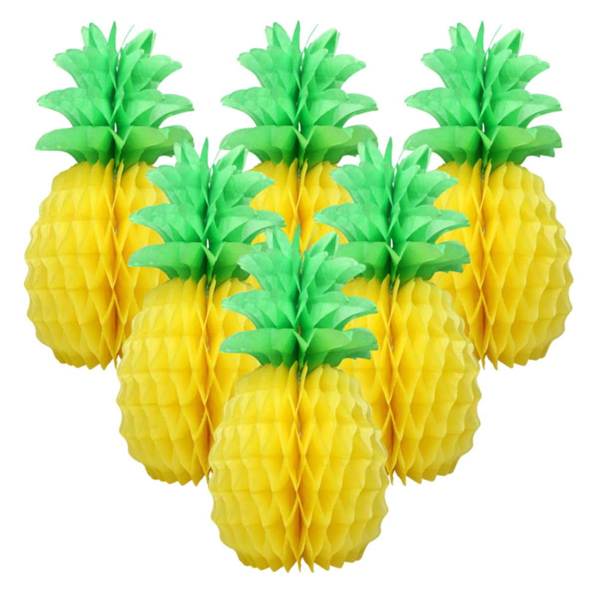 LYART 6 Pcs 14 Inch Pineapple Decorations MHD1for Tropical Flamingo Party Summer Hawaiian Luau Party Pineapple Honeycomb Tissue Centerpieces for Tables Hanging Decorations Favors