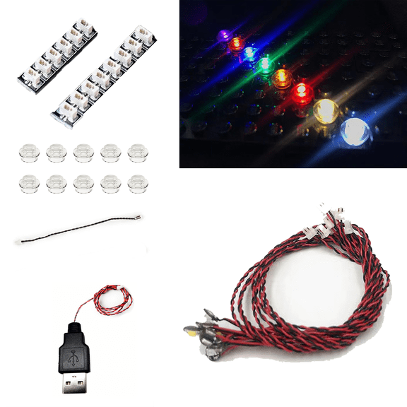 LYBMTWF 10 PCS Colorful LED Lighting Kit, DIY building block lighting, Compatible with Lego Building Blocks Models,light up your build(Colorful Flash)