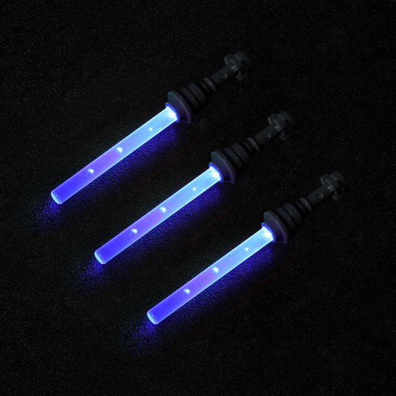 LYBMTWF 3PCS Light Sword Set, Compatible with Building Block Models, USB Powered Light Sword Accessories for DIY Bricks (Blue Light, Black Handle)