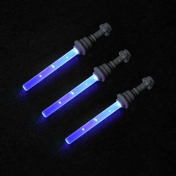 LYBMTWF 3PCS Light Sword Set, Compatible with Building Block Models, USB Powered Light Sword Accessories for DIY Bricks (Blue Light, Gray Handle)