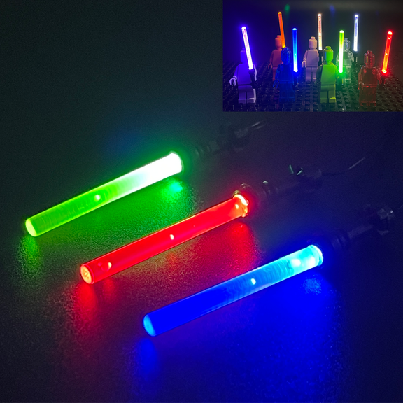 LYBMTWF 3PCS Light Sword Set, Compatible with Building Block Models, USB Powered Light Sword Accessories for DIY Bricks (RGB Light, Black Handle)