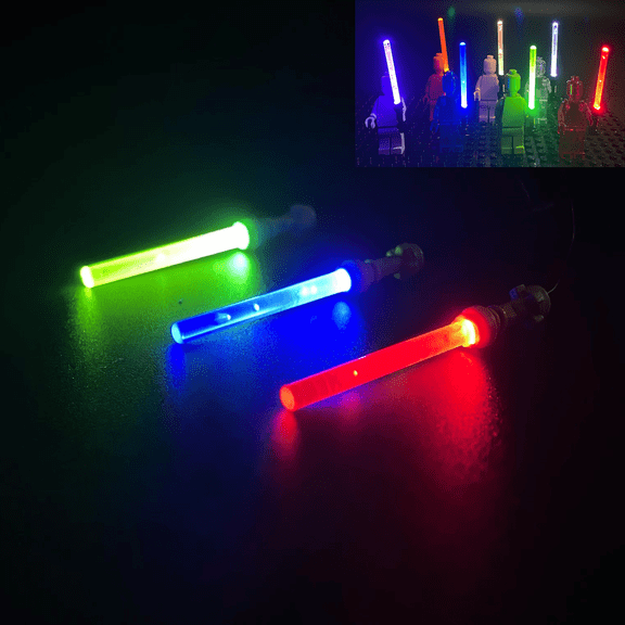 LYBMTWF 3PCS Light Sword Set, Compatible with Building Block Models, USB Powered Light Sword Accessories for DIY Bricks (RGB Light, Gray Handle)