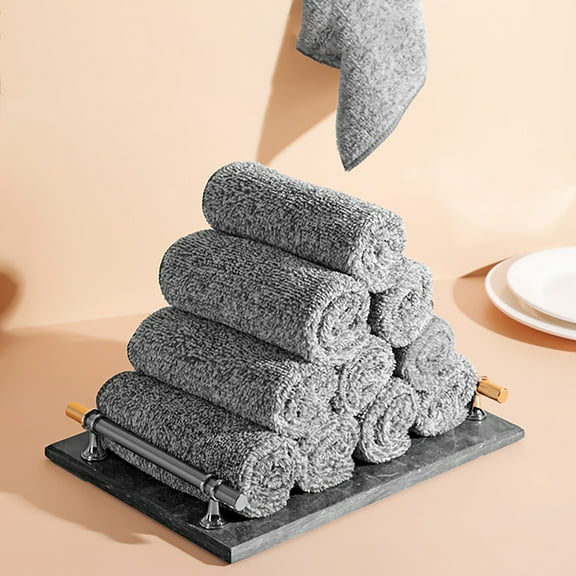 LYCAQL 100% Cotton Washcloths 10 Pack High-Quality Face and Body Cloth | Towels for Bathroom, Hand, Kitchen, Cleaning | 8x8 In | 400 GSM (Gray)