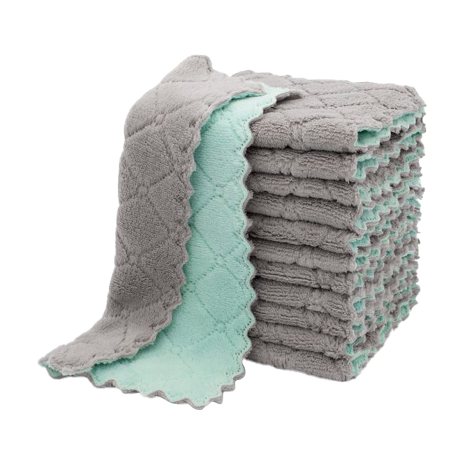 12 Pack Green-Grey Microfiber Kitchen Dish Towels