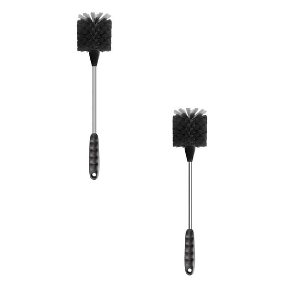 LYCAQL 15 Inches Long Handle Bottle Brush, Stainless Steel Flexible Scrub Brush for Water Bottles, Glasswares, Mugs, Kitchen Scrub Cleaning Brushes For Cup Black, 2 Pack
