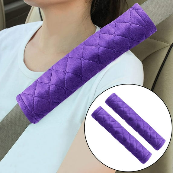 LYCAQL 2 PCS Car Seat Belt Cover Pad Auto Seatbelt Protector Pads for a More Comfortable Driving Soft Comfort Shoulder Strap Harness Pads Car Accessories for Truck SUV Backpack (Purple)