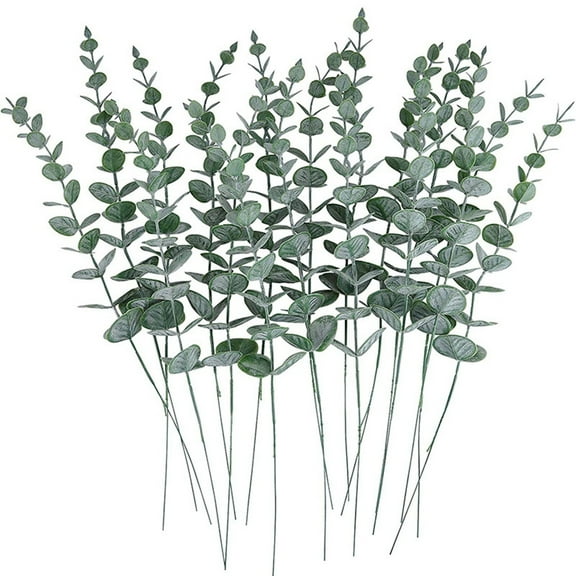 LYCAQL 20 Pcs Real Touch Leaf Artificial Eucalyptus Stem Eucalyptuses Wedding Bouquet Centerpiece Home Decor Artificial Leaves Stems Floral Arrangement Vase Wedding(Green)