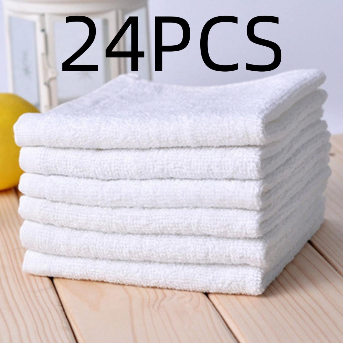 LYCAQL 24PCS Washcloth for Bathroom Kitchen, White Square Towel Pure Cotton Hotel Catering Aviation Disposable Hand Towel Hotel Food Hot Pot Restaurant Small Towel